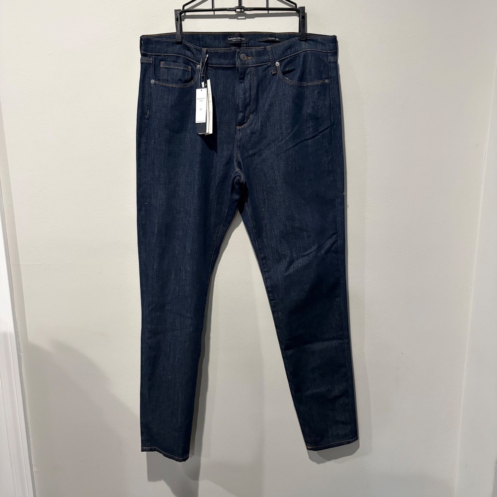 Banana Republic Skinny Jeans Women 32 Long Blue Indigo Dark Premium Denim Chic